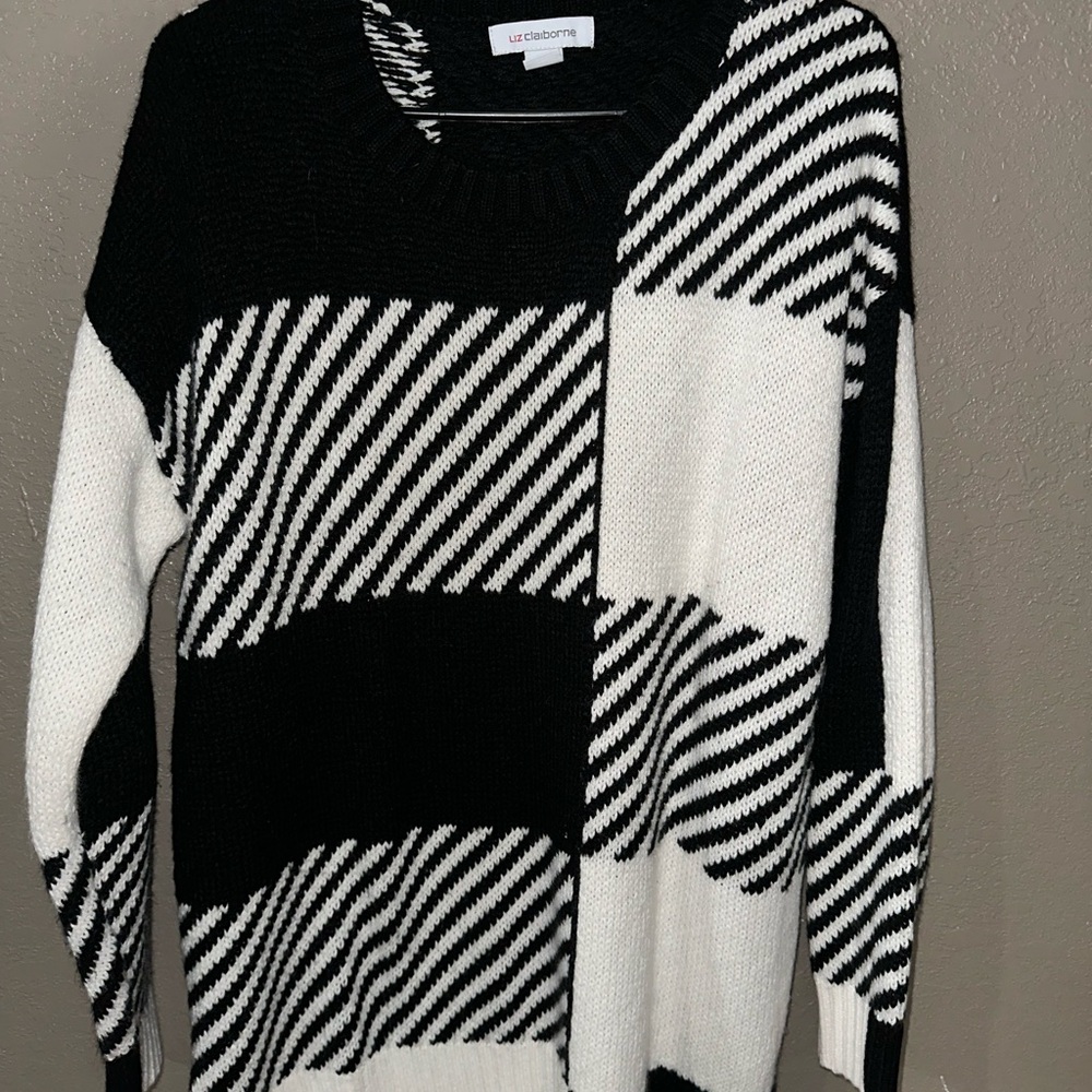 Liz Claiborne Black and White Striped Sweater